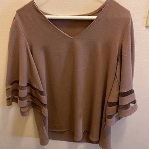 Brown Flowing Mid Sleeve Shirt